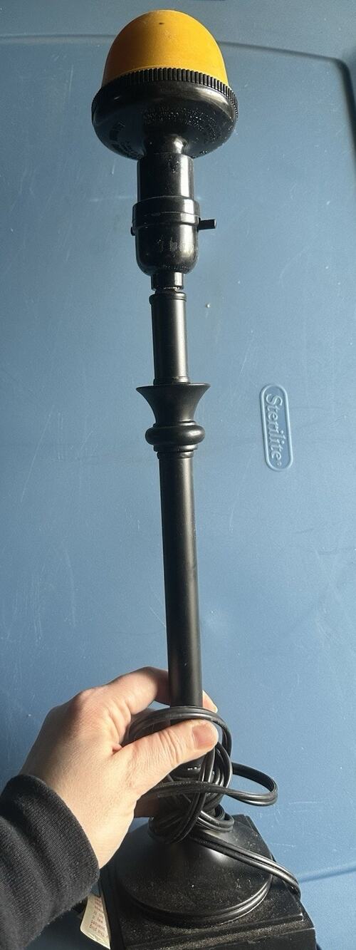 Walmart T-8185 Black Table Lamp with Yellow Dome Shade, Traditional Metal